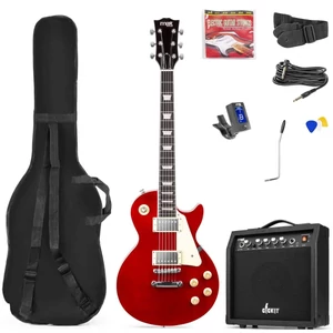 Max - Gigkit 4/4 Elektromos gitár szett (20W erősítő, táska, hangoló, pengetők) – LP Style Piros