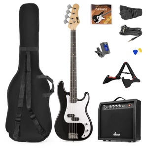 Max - Gigkit Elektromos basszusgitár szett (20W erősítő, táska, hangoló, pengetők) – Fekete