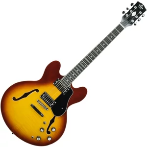 Prodipe - HB85 2-tone Sunburst üreges testű elektromos gitár puhatokkal