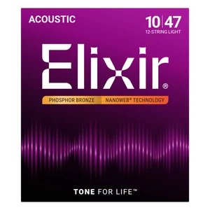 Elixir - Phosphor Bronze NanoWeb 10-47 Light 12 húros akusztikus húrkészlet