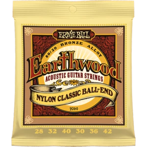 Ernie Ball - Earthwood Folk Nylon Clear&amp;Gold Ball End 28-42 Klasszikus Gitárhúr készlet