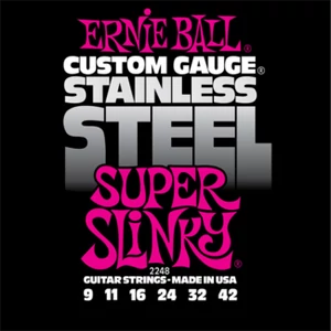 Ernie Ball - Stainless Steel Super Slinky 9-42 Elektromos Gitárhúr készlet Ernie Ball - Stainless Steel Super Slinky 9-42 Elektromos Gitárhúr készlet
