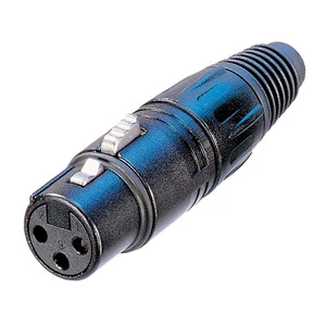 Neutrik - NC3FX 3 pólusú XLR aljzat egyenes, lengő, aranyozott érintkező, fekete ház