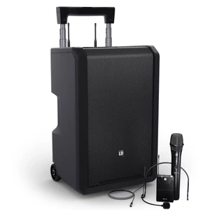 LD Systems - ANNY 10 HBH 2 B5 10"-os hordozható, akkumulátoros Bluetooth PA rendszer keverővel, 1 kézi és 1 fejmikrofonnal - 584-608 MHz