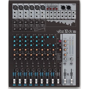 LD Systems - VIBZ 12 DC keverőpult kompresszorral effektprocesszorral, szemből