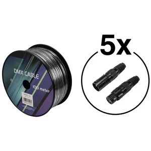 EUROLITE Set DMX cable 2x0.22 100m sw + 10 connectors