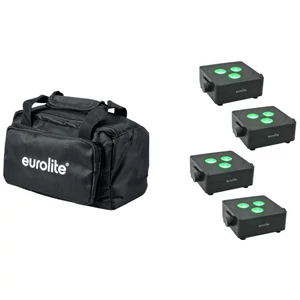EUROLITE Set 4x AKKU IP Flat Light 3 bk + Soft-Bag