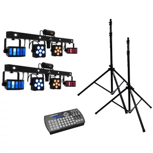 EUROLITE Set 2x LED KLS Laser Bar PRO + Easy Show + 2x M-4 Speaker-System Stand