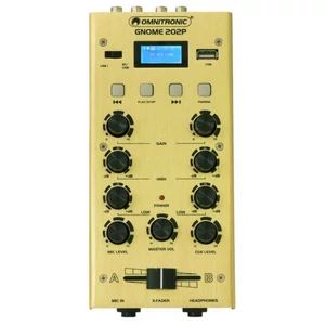 OMNITRONIC - GNOME-202P Mini Mixer gold szemből OMNITRONIC - GNOME-202P Mini Mixer gold szemből