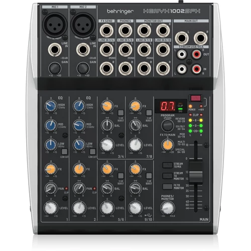 Behringer - XENYX 1002SFX 10 csatornás analóg keverő USB csatlakozóval