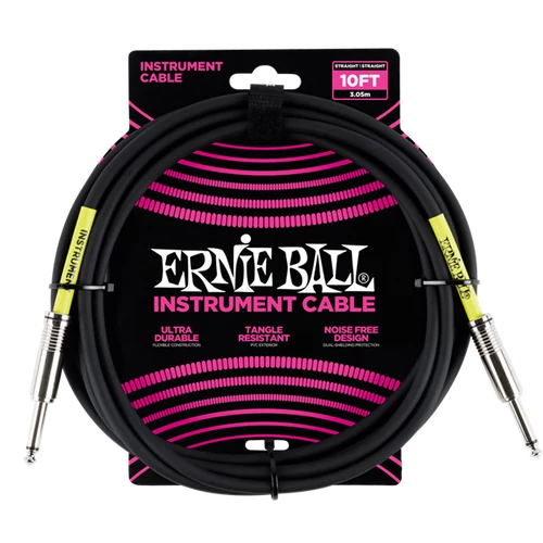Ernie Ball - PVC Hangszerkábel 3m egyenes fekete