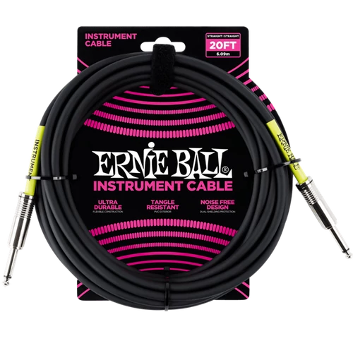 Ernie Ball - PVC Hangszerkábel 6m egyenes fekete