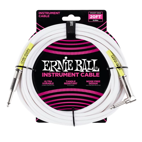 Ernie Ball - PVC Hangszerkábel 6m pipa fehér