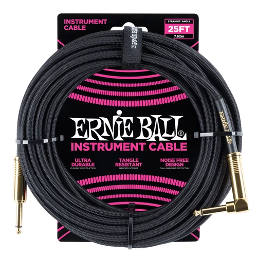 Ernie Ball - Vasalózsinór kábel 7.65m Fekete