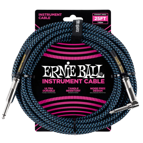 Ernie Ball - Vasalózsinór kábel 7.65m Fekete/Kék