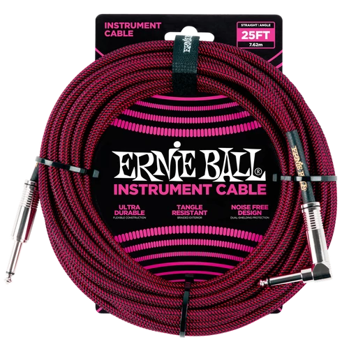 Ernie Ball - Vasalózsinór kábel 7.65m Vörös