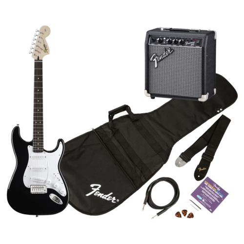 Squier - Affinity Stratocaster Black elektromos gitár szett erősítővel
