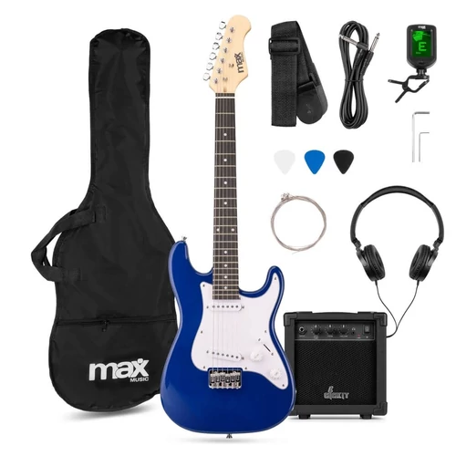 Max - Gigkit Junior 3/4 Elektromos gitár szett (20W erősítő, táska, hangoló, pengetők) – Kék
