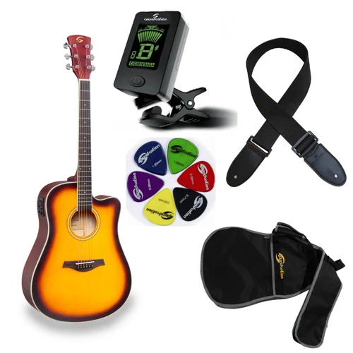 Soundsation - Meadow DNCE-SBT Dreadnought Cutaway elektroakusztikus gitár szett, sunburst