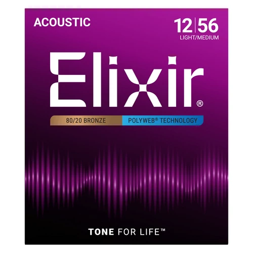 Elixir - 80/20 Bronze PolyWeb 012 - 056 Light/Medium Akusztikus gitárhúr