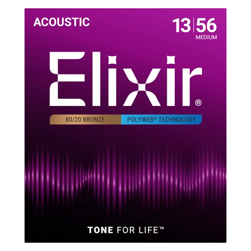 Elixir - 80/20 Bronze PolyWeb 013 - 056 Medium Akusztikus gitárhúr