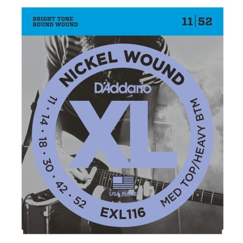 D'Addario - EXL116 Nickel Wound Med Top/Heavy Btm 11-52 elektromos gitárhúr