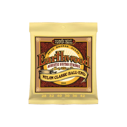 Ernie Ball - Earthwood Folk Nylon Clear&amp;Gold Ball End 28-42 Klasszikus Gitárhúr készlet