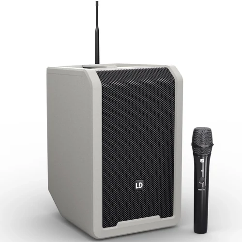 LD Systems - ANNY 8 HHD B5 8"-os akkumulátoros Bluetooth PA rendszer keverővel, 1x vezeték nélküli kézi mikrofon - 584-608 MHz, városi szürke