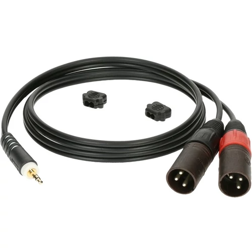 Klotz - Y kábel, JACK-XLR, 2 m – Klotz aranyozott 3,5/JACK3 - 2xAmphenol XLR3m PLU csatlakozók, + PCU201-Z fekete kábel