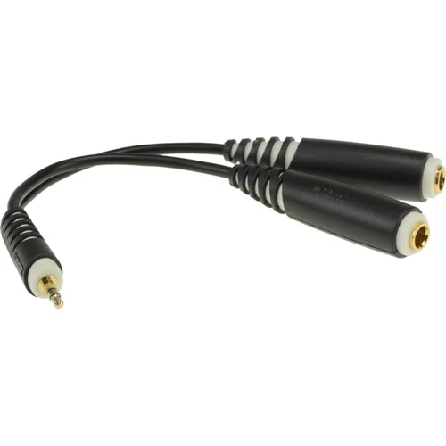 Y adapter kábel, JACK-JACK, 0,2 m – Klotz aranyozott 3,5/JACK3 - 2x6,35/JACK3 aljzat csatlakozók, + PCU201-Z fekete kábel