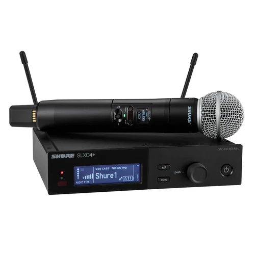 Shure - SLX-D+ digitális rendszer, kéziadó SM58 mikrofonfejjel, vevő