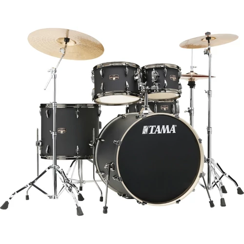 Tama - Imperialstar dobfelszerelés (22-10-12-16-14S") állványzattal, cintányérral és székkel, Blacked Out Black/Black Nickel HW