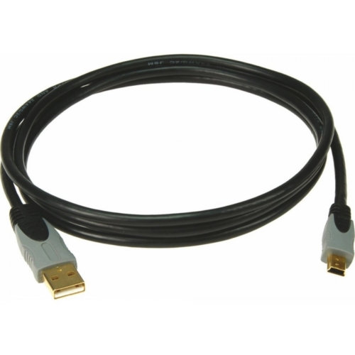 Klotz - USB 2.0 kábel, 1,5 m USB A - mini USB B aranyozott csatlakozók, 480 Mbit/s, fekete