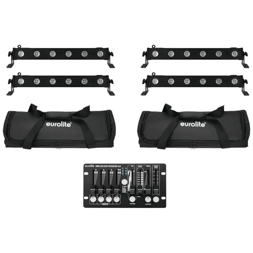 EUROLITE Set 4x LED BAR-6 QCL RGBW + 2x Soft Bag + Controller