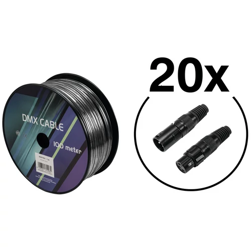 EUROLITE Set DMX cable 2x0.22 100m sw + 40 connectors