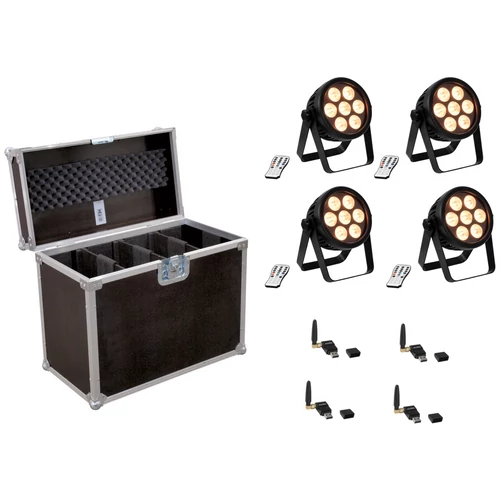 EUROLITE Set 4x LED 4C-7 Silent Slim Spot + USB QuickDMX + Case