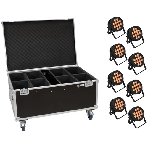 EUROLITE Set 8x LED IP PAR 12x9W SCL Spot + Case with wheels