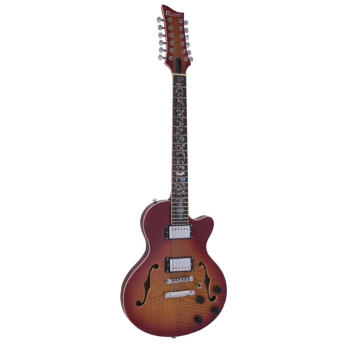 Dimavery - LP-612 elektromos gitár, 12 húros, sunburst láng színben