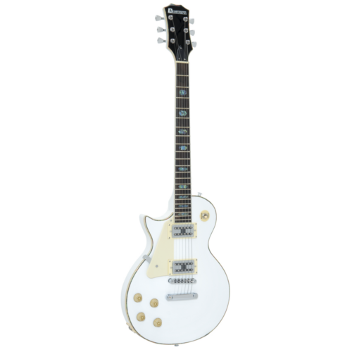 Dimavery - LP-700L balkezes elektromos gitár, hordtáskával, fehér színben