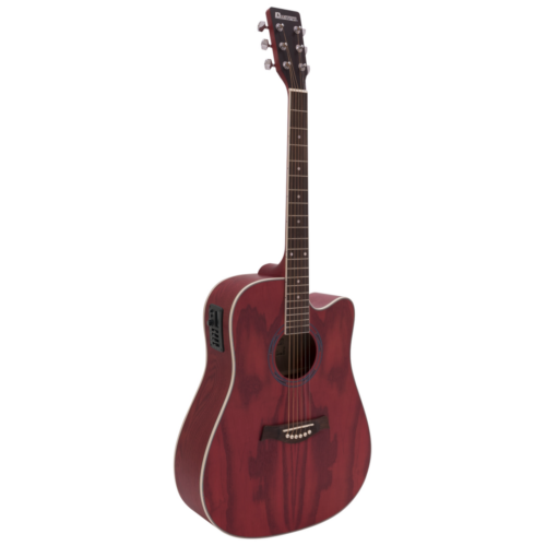 Dimavery - JK-510 Western gitár elektronikával hordtáskával szatén vörös