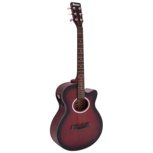 Dimavery - AW-400 Western gitár, elektronikával, hordtáskával, piros burst