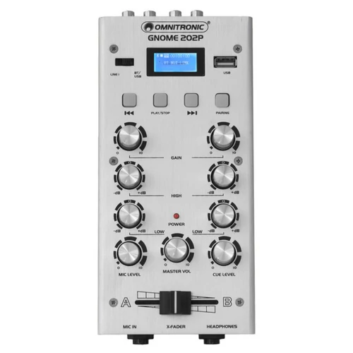 OMNITRONIC - GNOME-202P Mini Mixer silver szemből