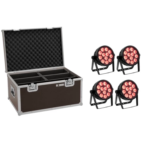 EUROLITE Set 4x LED 7C-12 Silent Slim Spot + Case