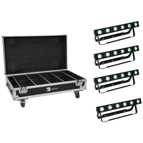 EUROLITE Set 4x AKKU Bar-6 QCL + Flightcase with charging function