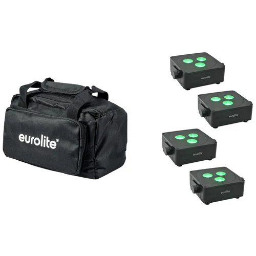 EUROLITE Set 4x AKKU IP Flat Light 3 bk + Soft-Bag